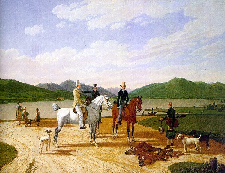 Wilhelm von Kobell Hunting Party on Lake Tegernsee Sweden oil painting art